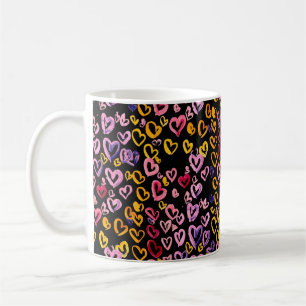 Mug Aquarelle motif transparent avec les coeurs. 