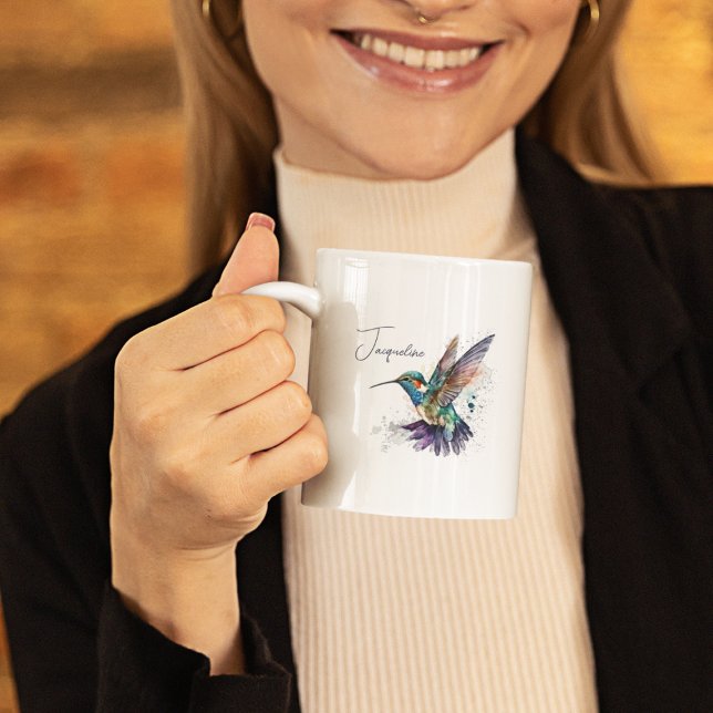 Mug Aquarelle Motivationnelle Personnalisée Colibri (Créateur téléchargé)