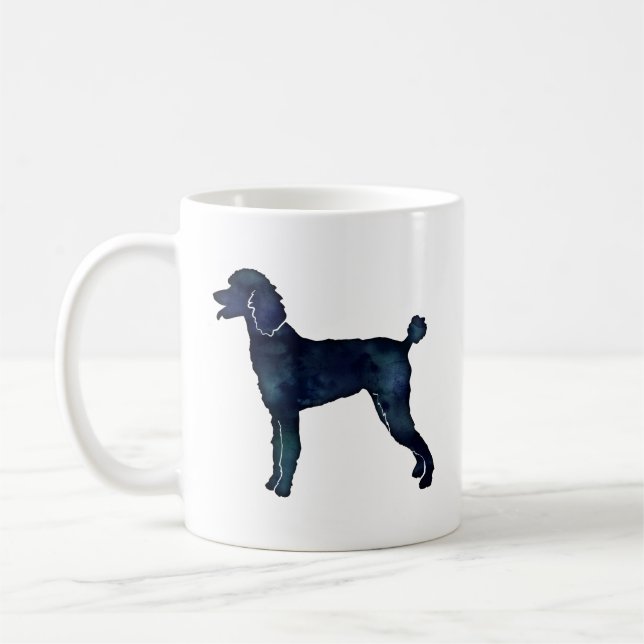 Mug Aquarelle noire de caniche Silhouette (Gauche)