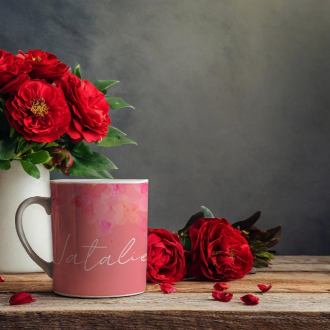 Mug Aquarelle nom de corail floral (Créateur téléchargé)