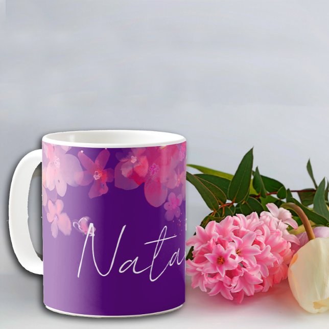 Mug Aquarelle nom de lavande florale (Créateur téléchargé)
