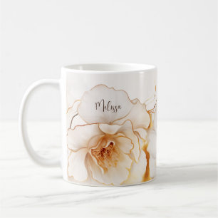 Mug Aquarelle Or Fleurs blanches