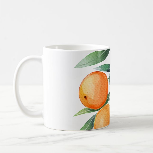Mug Aquarelle Orange Fruits : Branches Isolées. (Gauche)