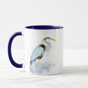 Mug Aquarelle originale Oiseau du Grand Héron Bleu