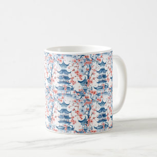 Mug Aquarelle Pagode chinoise avec fleurs de cerisiers