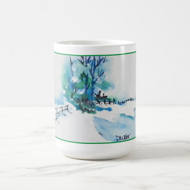 Mug Aquarelle paysage neigeux Noël (Centre)