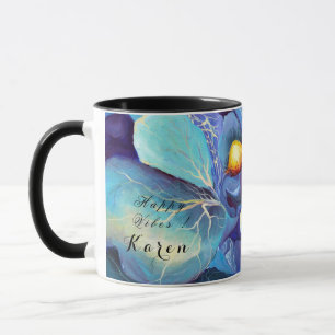 Mug Aquarelle peinte à la main Aqua florale et Vibes b