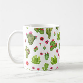 Mug Aquarelle peinte à la main cactus sans couture mot