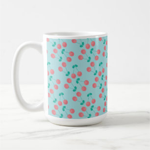 Mug Aquarelle Peinte à la main de cerises rose Turquoi
