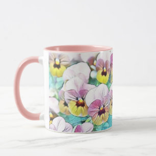 Mug Aquarelle peinture de volets rose, jaune, blanc