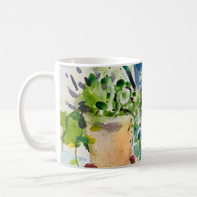 Mug Aquarelle peinture, jardin d'été et Lawanda (Gauche)