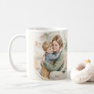 Mug Aquarelle personnalisée d'une mère étreignant son 