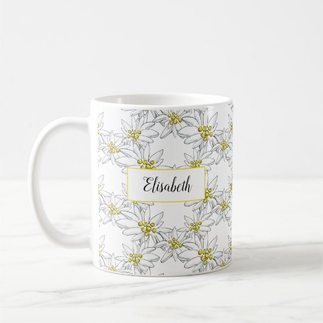 Mug Aquarelle personnalisée Edelweiss illustrée à la m (Gauche)