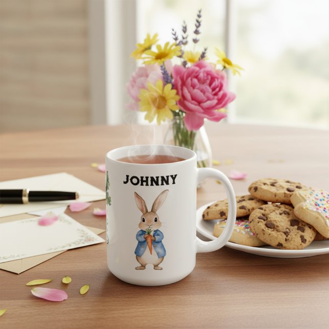 Mug Aquarelle personnalisée Peter Rabbit Nom des enfan (Créateur téléchargé)