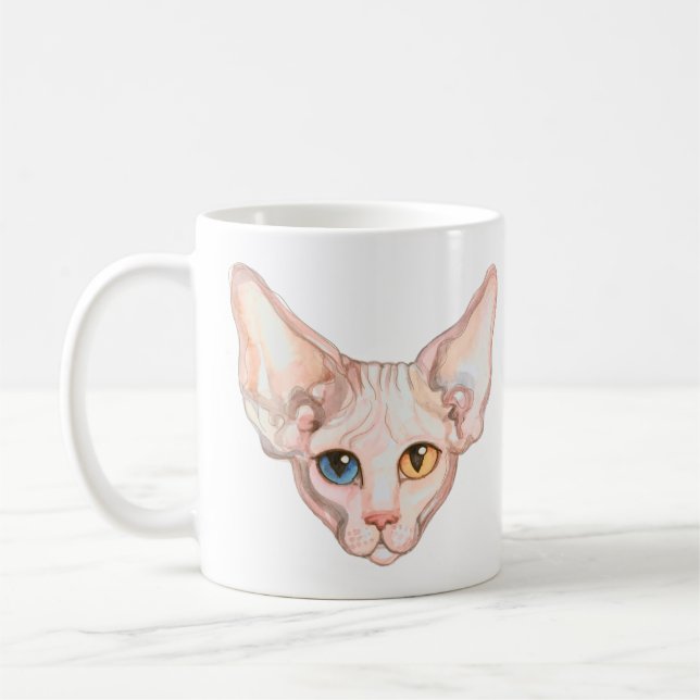 Mug Aquarelle personnalisée Sphynx chat (Gauche)