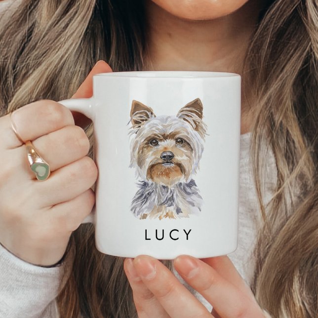 Mug Aquarelle personnalisée Yorkie Amoureux des chiens (Créateur téléchargé)