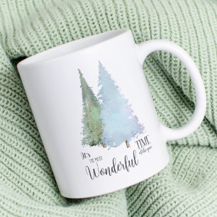 Mug Aquarelle Pine Arbres de Noël Modernes Flammes de