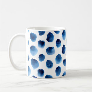 Mug Aquarelle Points Bleus : Peint à la main sans cout