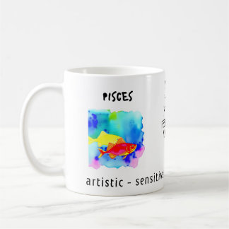 Mug aquarelle Poissons signe zodiaque et caractéristiq
