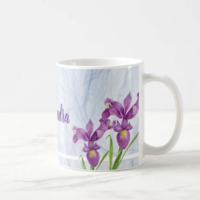 Mug Aquarelle Purple Iris Botanique Organza Fabric (Droite)