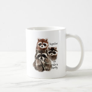 Mug Aquarelle Raccoons Ensemble nous faisons Family Qu