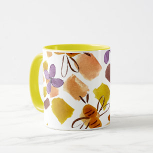 Mug Aquarelle Ressort Jaune Abeille Motif