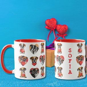 Mug Aquarelle romantique Chien de boîte personnalisée