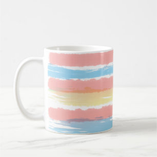 Mug Aquarelle rose bleu jaune rayures