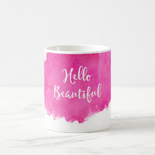 Mug Aquarelle rose chaud Paint Splatter Hello Beautity
