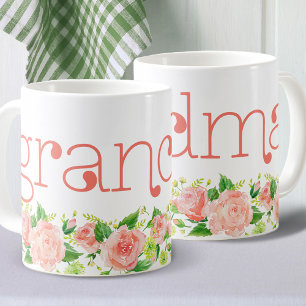 Mug Aquarelle rose de Corail de Grandma Roses floraux