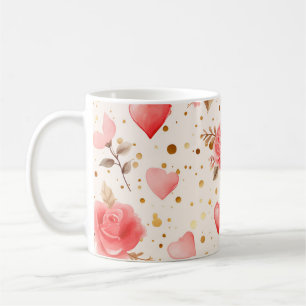 Mug Aquarelle rose de Valentine Roses et coeurs