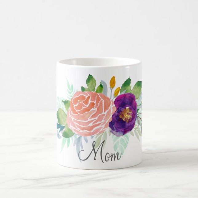 Mug Aquarelle rose et pourpre Florale (Centre)