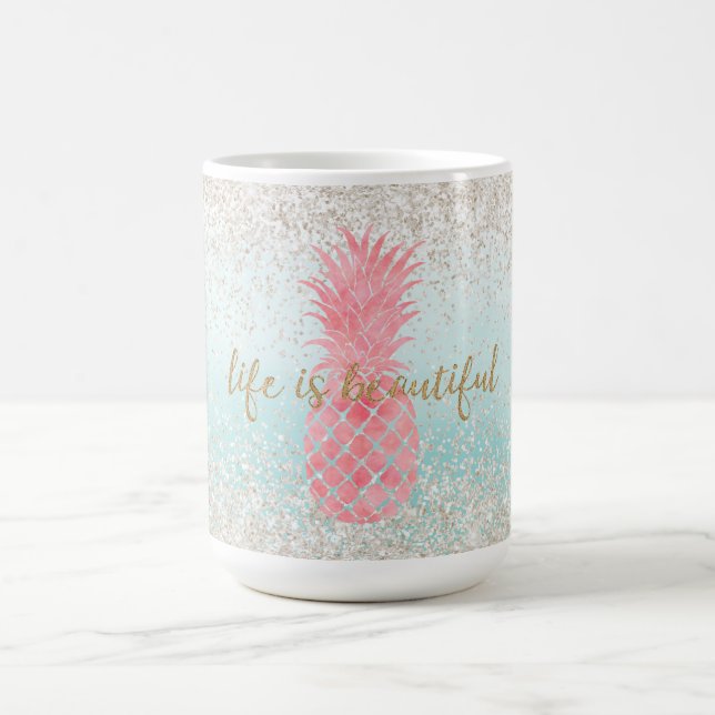 Mug Aquarelle rose Fille Ananas tropical (Centre)