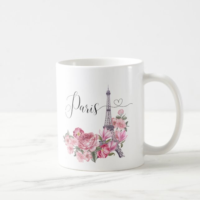 Mug Aquarelle rose Floral Paris (Droite)