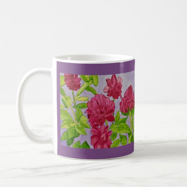 Mug Aquarelle rose-foncé de roses (Gauche)