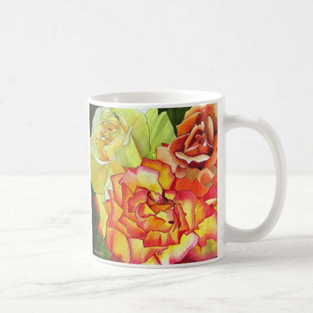 Mug Aquarelle Rose jaune et orange (Droite)