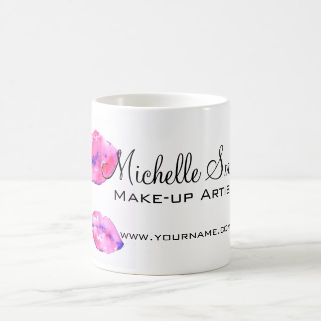 Mug Aquarelle rose lèvres maquillage marque (Centre)