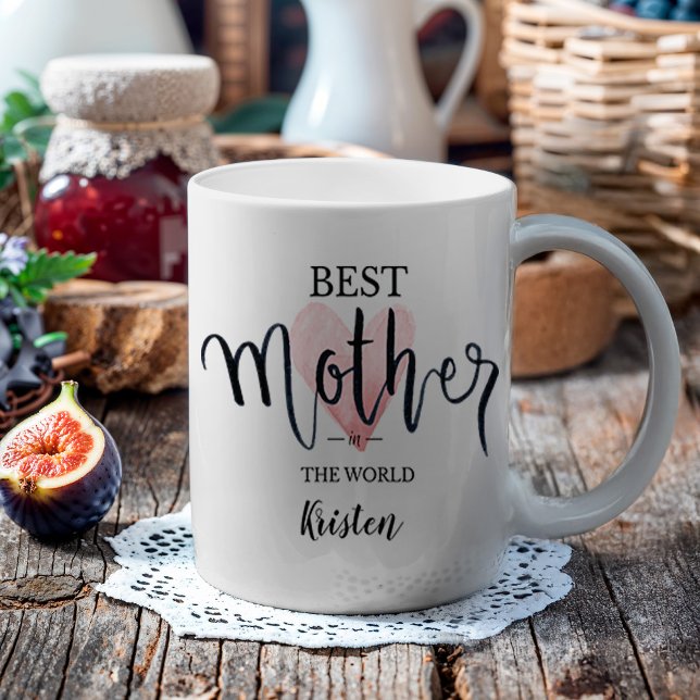 Mug Aquarelle rose meilleure mère au monde (Surprise your mom with a custom mug for Mother's Day or her birthday.)
