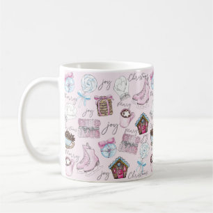 Mug Aquarelle rose Noël mignonne fille