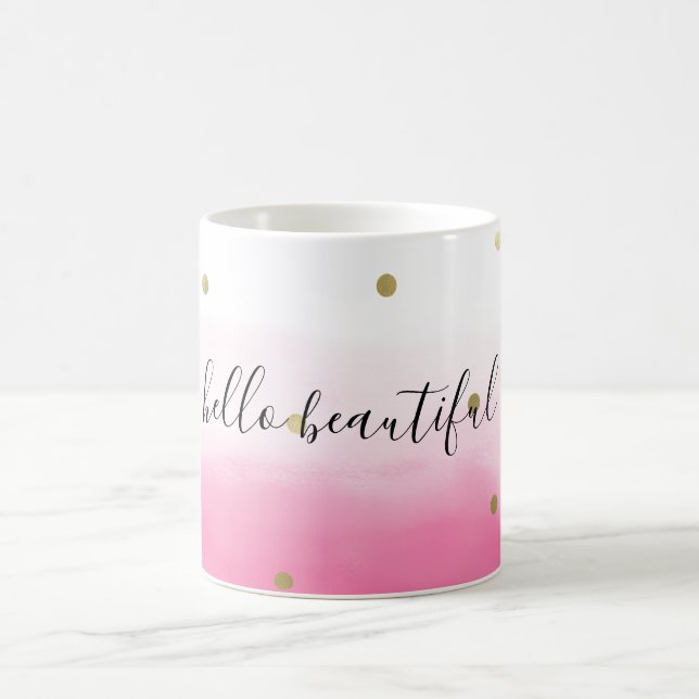 Mug Aquarelle rose Or Confetti Ombre Belle (Centre)