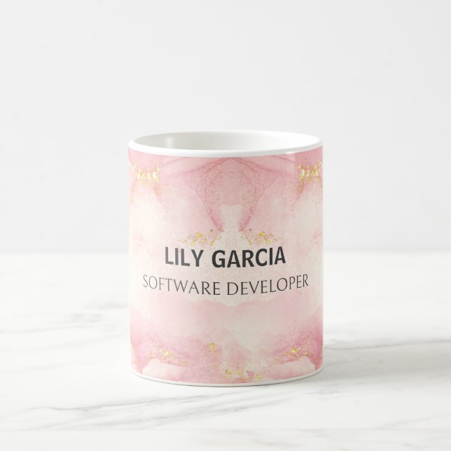 Mug Aquarelle rose personnalisable abstrait moderne (Centre)