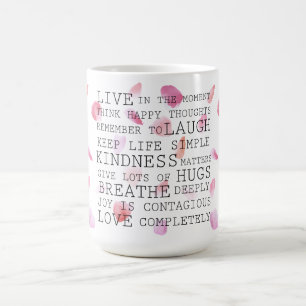 Mug Aquarelle Rose Pétales Mots Inspirants