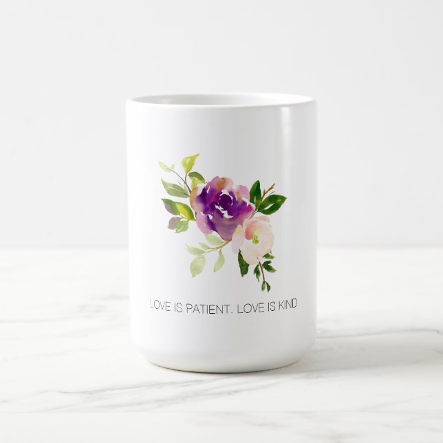 Mug Aquarelle rose pourpre Floral (Centre)
