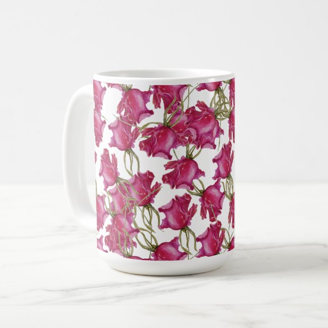 Mug Aquarelle rose Roses Art peint à la main (Devant gauche)