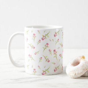 Mug Aquarelle rose Roses Rouges Peint à la main