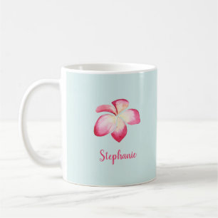 Mug Aquarelle rose tropicale Plumeria