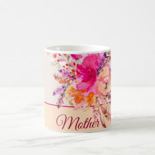 Mug Aquarelle rose vif floral personnalisable