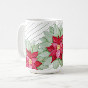 Mug Aquarelle rouge de Noël Poinsettia peinte à la mai