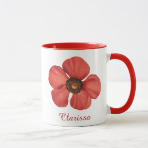 Mug Aquarelle Rouge Populaire Anémonique Nom du monogr