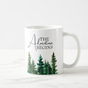 Mug Aquarelle Rustique arbres verts L'aventure commenc